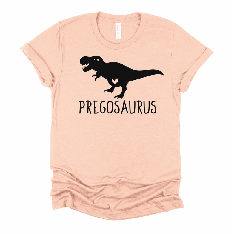 Pregosaurus Shirt Pregnancy T Shirt Funny Pregnant Tee Heather Peach