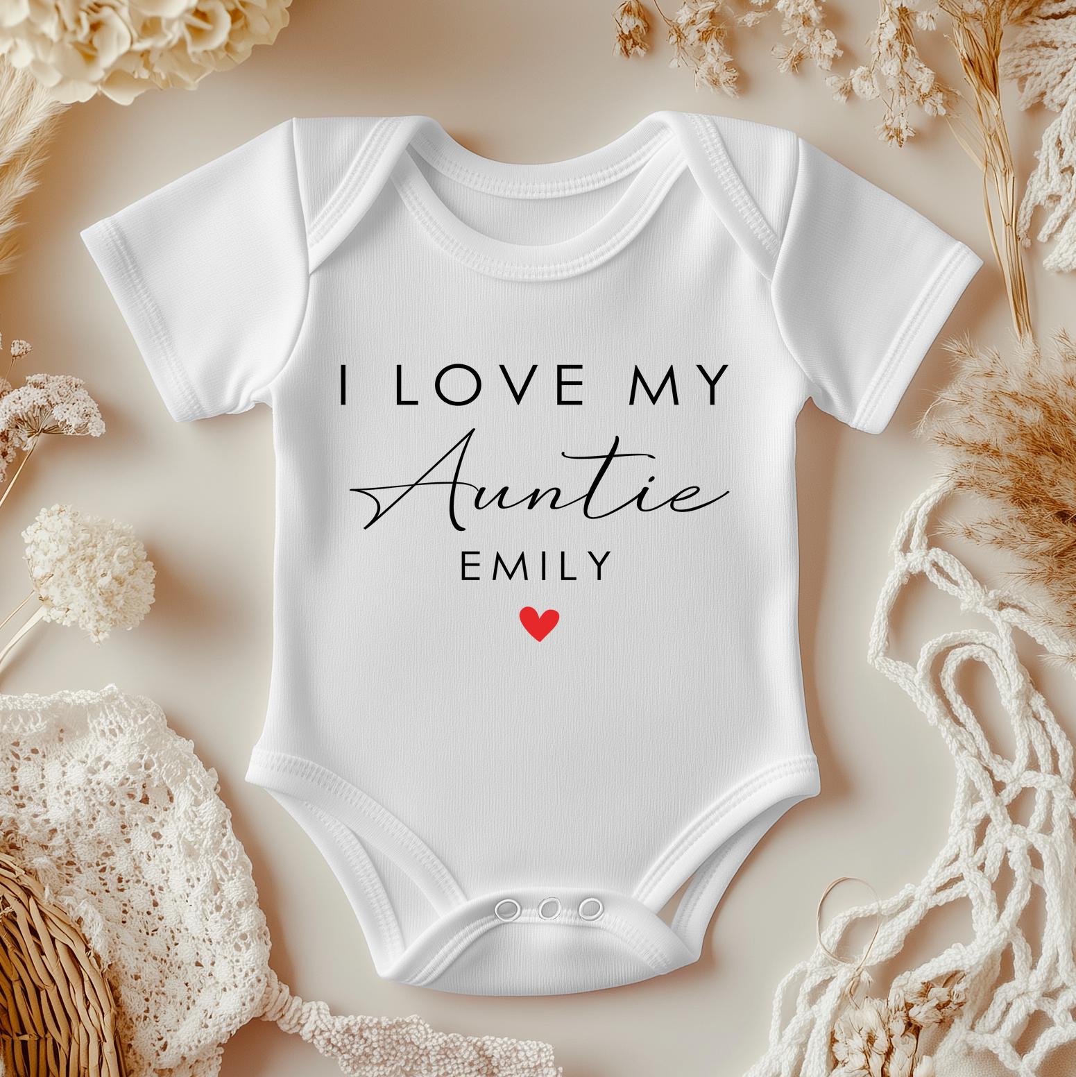 I Love My Auntie Personalised Baby Vest Best Auntie Baby Bodysuit Baby  Announcement Gift Auntie's Bestie Baby Onesie