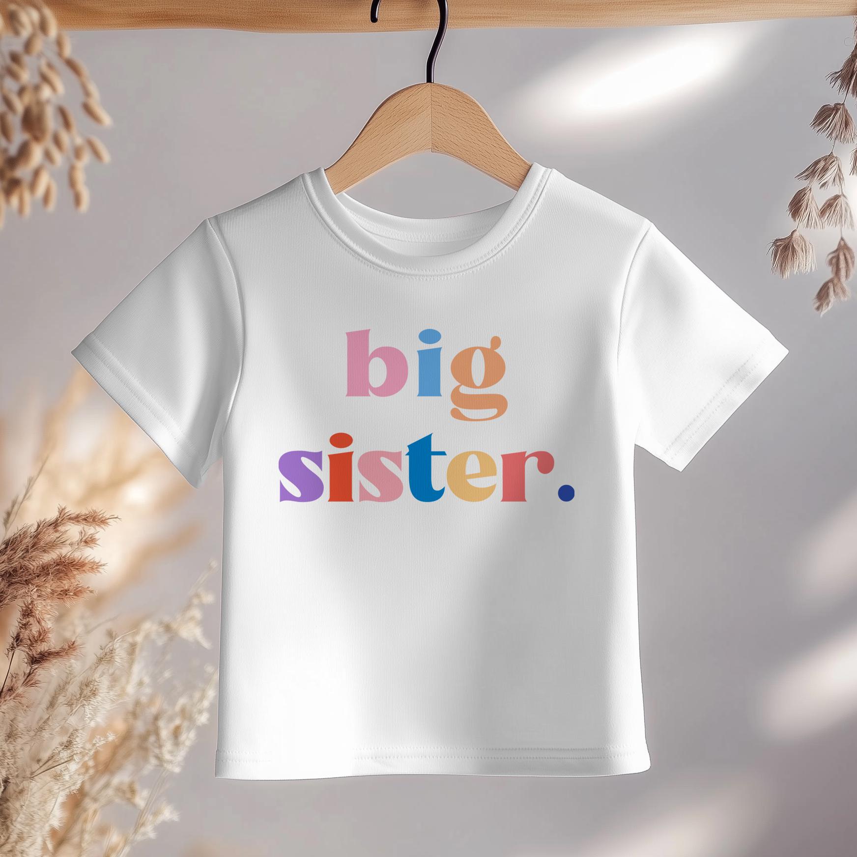Promoted to Big Sister T-shirt, Typography Girl Sibling Reveal Tee