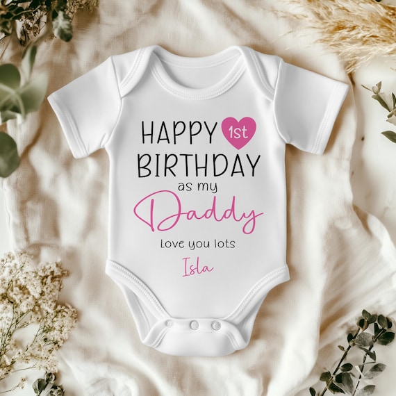1st Birthday Happy Birthday Daddy Onesie Girl Happy 1st Birthday - Main Image