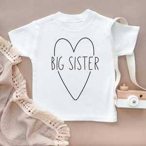 Promoted to Big Sister T-Shirt, Heart Girl Sibling Reveal Tee, Baby Gift