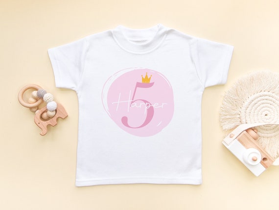 5th Birthday Girl Princess Crown Pink T-Shirt 5th Birthday Girl Princess Crown Pink T-Shirt