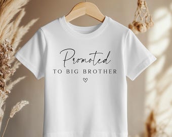 Camiseta "Ascendido a hermano mayor", camiseta de manga corta para anunciar que es hermano mayor, regalo para recién nacido