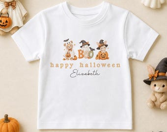 Personalised Boo Halloween T-Shirt for Kids, Bear and Bunny