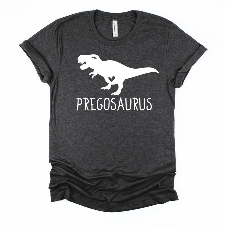 Pregosaurus Shirt Pregnancy T Shirt Funny Pregnant Tee Heather Dark