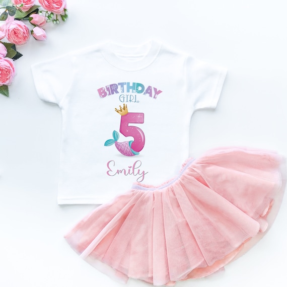 Kids 5th Birthday Girl Pink Five And Fabulous T-Shirt Kids 5th Birthday Girl Pink Five And Fabulous T-Shirt