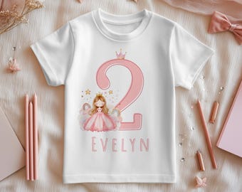 Personalised 2nd Birthday T-Shirt, Princess Toddler Tee, Two Year Old Girl Gift