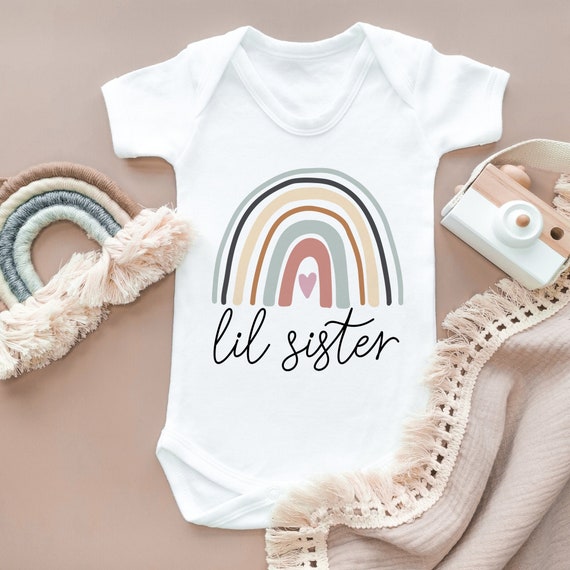 Lil Sister Baby Onesie Little Sister Bodysuit Cute Kids Clothing Toddler  Baby Grow Vest Lil Onesie Pregnancy Announcement Baby Shower Gift