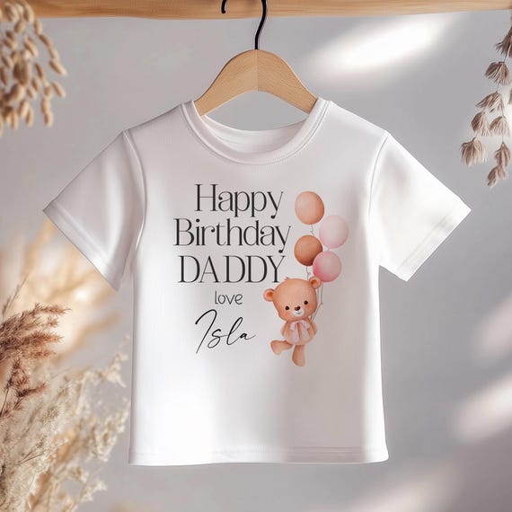 Happy Birthday Daddy Personalised Kids Shirt Custom Daddy's Birthday  Toddler Tee Children Birthday Gift For Father Me And Daddy Girl