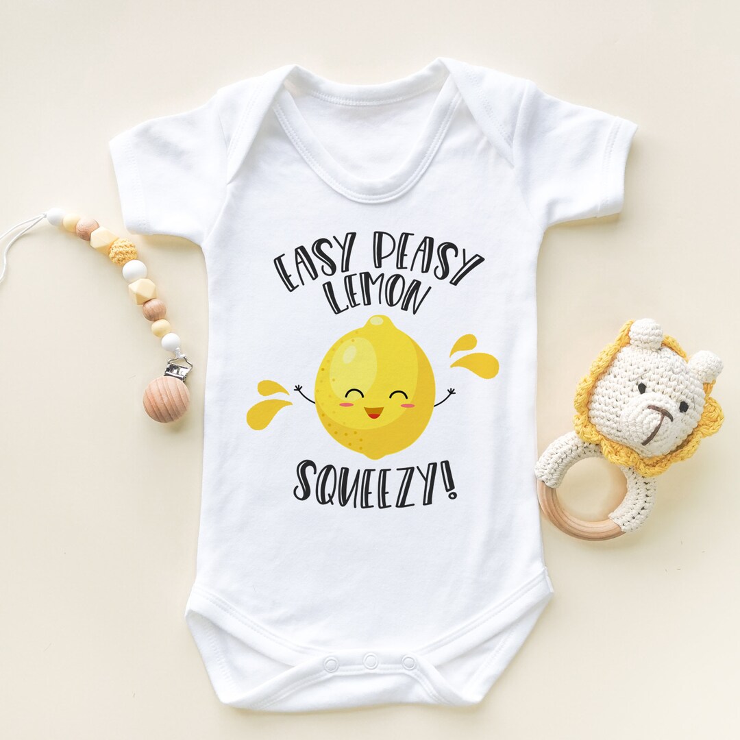 Cute Easy Peasy Lemon Squeezy Baby Onesie Bodysuit Funny Baby Bodysuit Cute Quote Toddler Shirt
