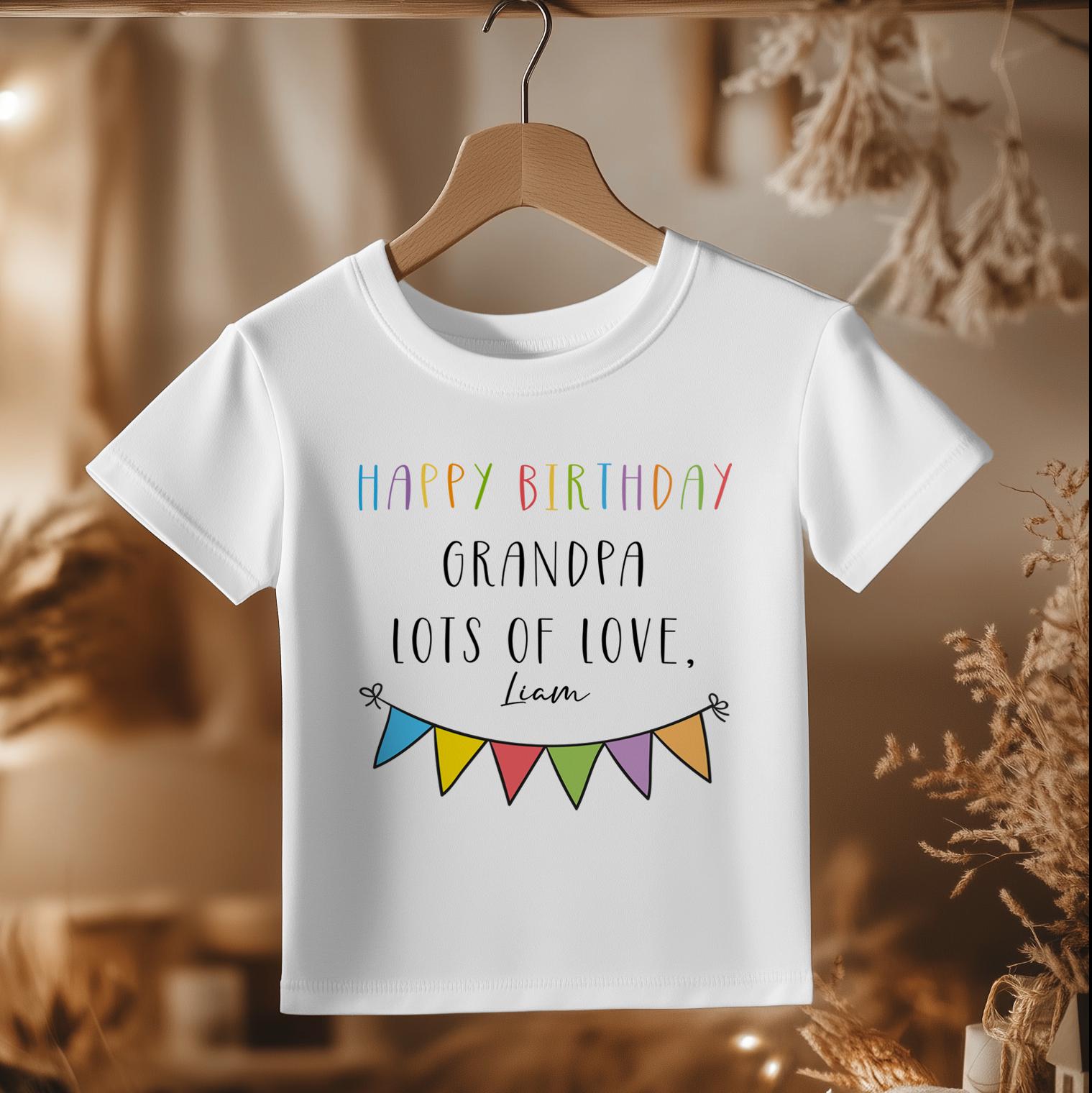 Happy Birthday Grandpa Personalised Kids Shirt Custom Grandad Toddler Tee  Grandfather Children Gift T-Shirt Grandpa's Birthday Gift