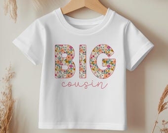 Promu grand t-shirt cousine, t-shirt fleuri fillette faire-part, cadeau de naissance