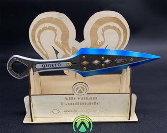 Handmade Wraith Kunai Metal Blue Wraith Knife Heirloom Replica Luminous Heirloom Metal Cosplay Prop Gamer Collection With Stand
