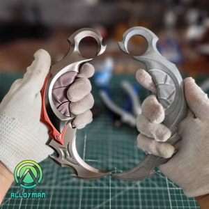 Handmade Val Red Reaver Karambit Reaver Knife Blunt Blade Metal Replica Gamer Cosplay Prop Safe Karambit Trainer Room Decor 17CM/6.7&quot;