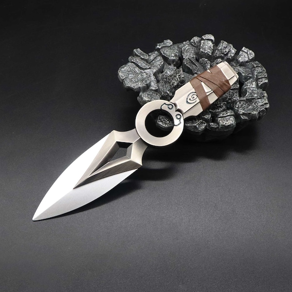 Metal Jett Kunai Lebensgröße Legierung Jett werfen Messer im wirklichen Leben mit echtem Leder -Griff Jett Main Gamer Geschenk