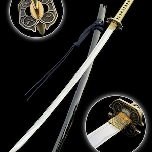 Hamdmade Yamato Inspired Japanese Katana Chrysanthemum Pattern Kashira Samurai Sword Clay Tempered Blade Katana For Collection