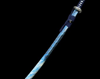 Hamdmade Blued Blade Samurai Katana Ninja Katana Cupronickel Tsuba
