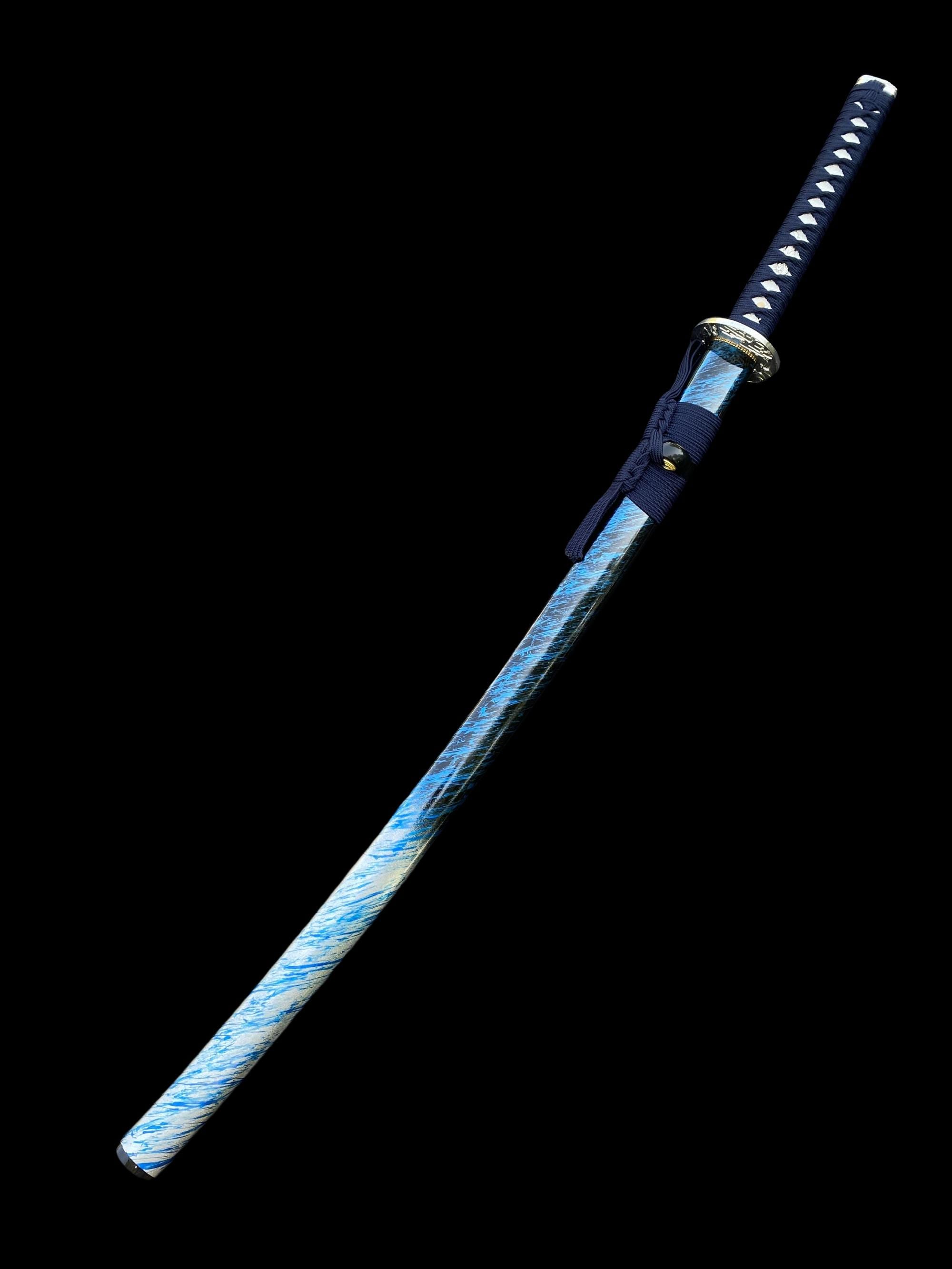 Hamdmade Blued Blade Samurai Katana Ninja Katana Cupronickel Tsuba