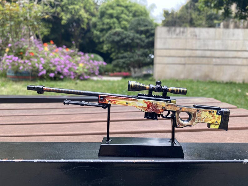 CSGO AWP Lore Skin Gun Miniature Doll Figure Awm Dragon Lore Small Gun ...