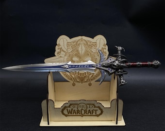 Miniature en métal d'épée de deuillegivre du roi-liche Arthas pour la décoration de salle de jeux 30 CM/11,8" avec le support d'affichage