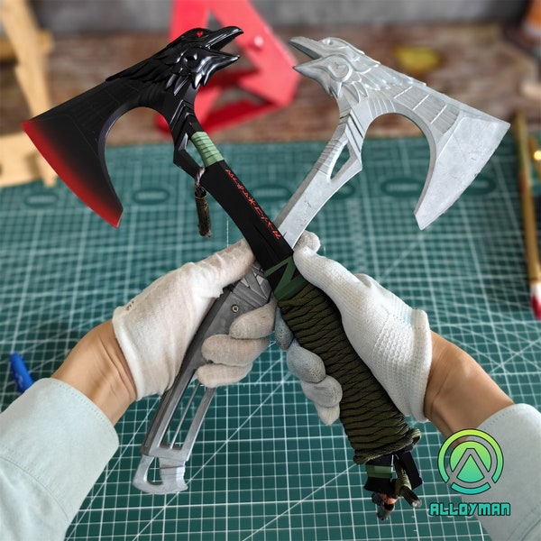 Metal Full-Size Bloodhound Axe Handmade Apex Heirloom Raven Bite Replica Real Parachute Rope Wrapped Handle With Metal Pendants