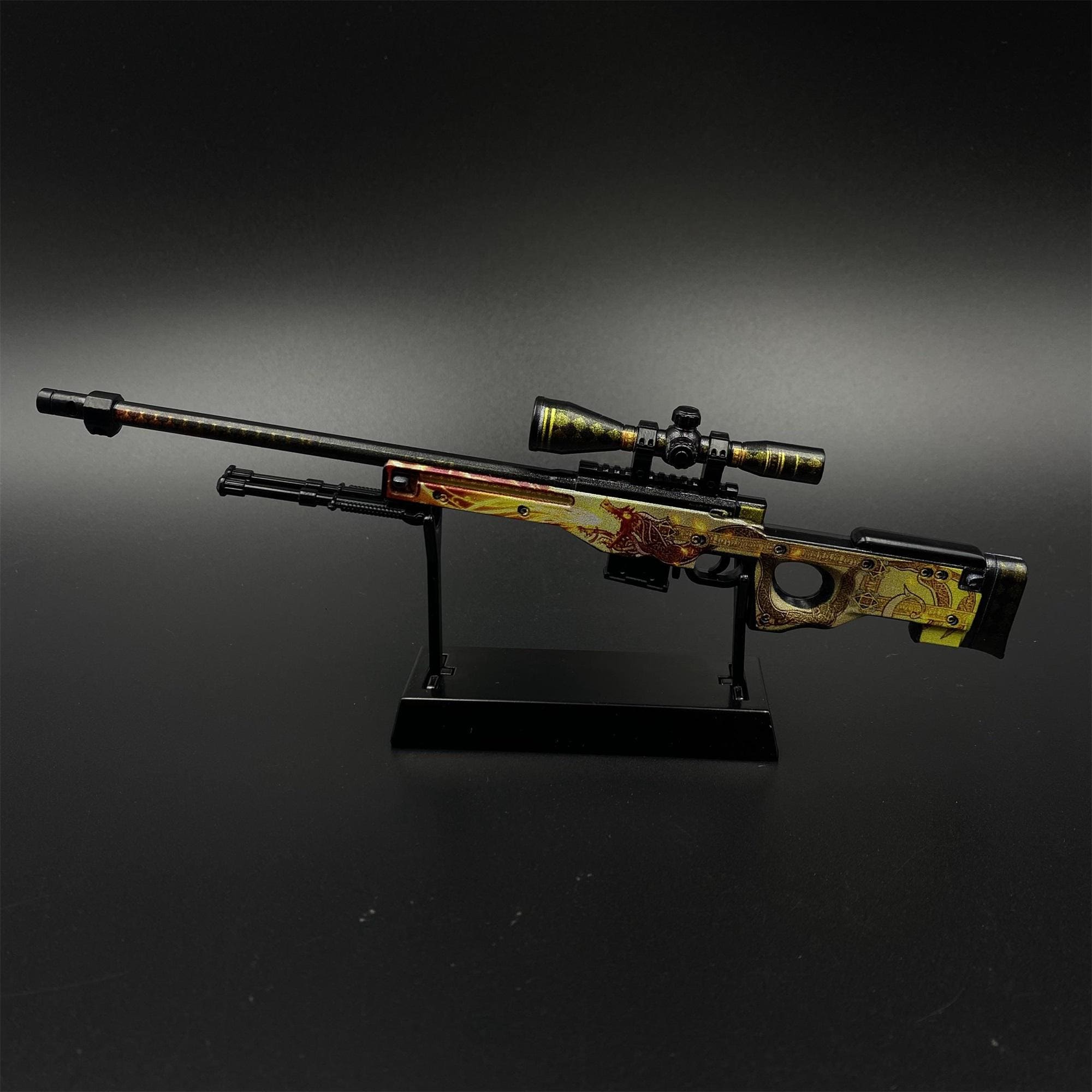 CSGO AWP Lore Skin Gun Miniature Doll Figure Awm Dragon Lore Small Gun ...