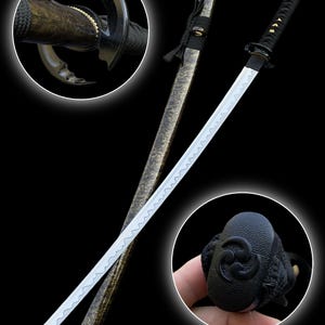 Katana de aço carbono Hamdmade, lâmina temperada de argila, lâmina T10 forjada tradicional japonesa, espada coletiva de samurai