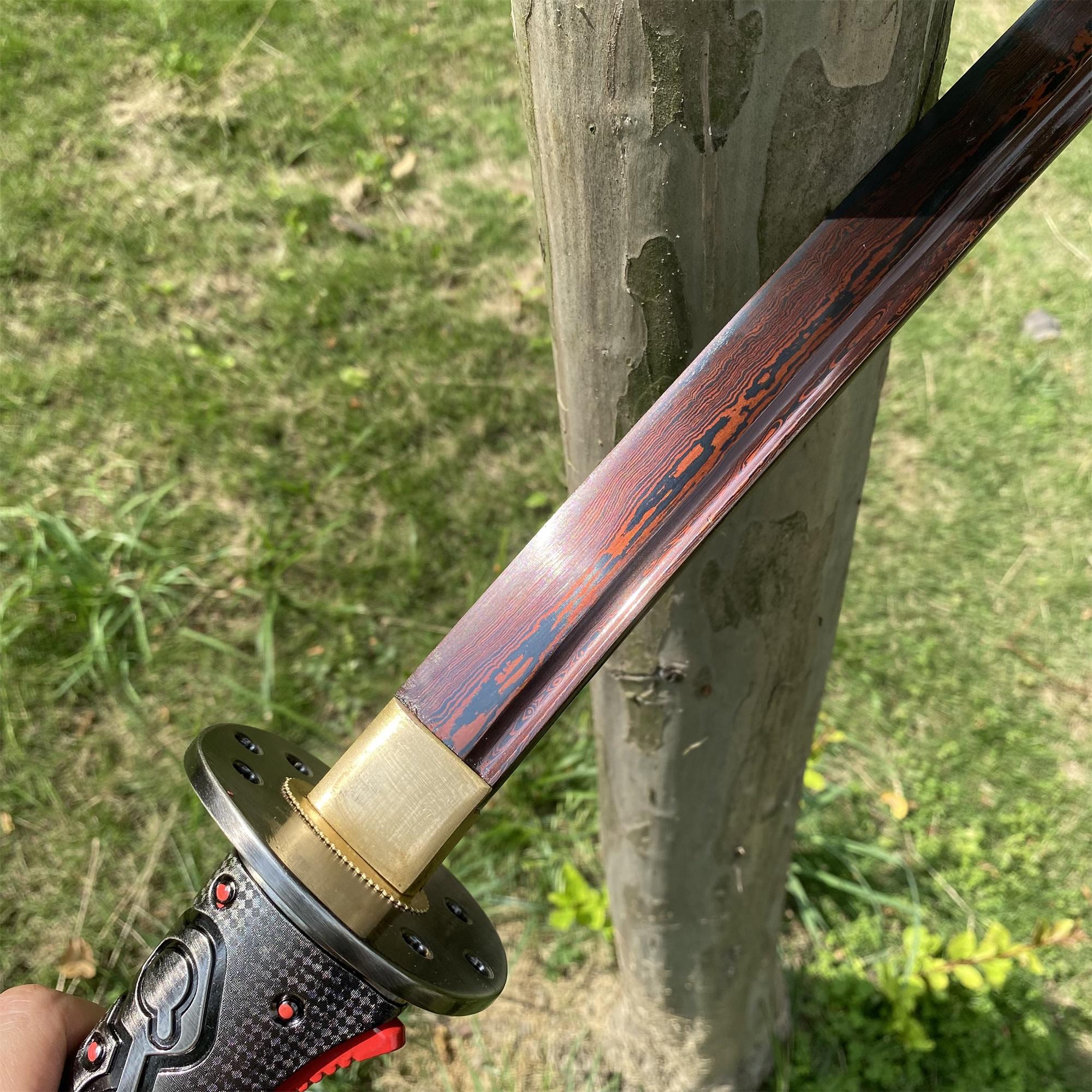 Handmade Red Damascus Murasama Katana Sam's HF Blade Real Life
