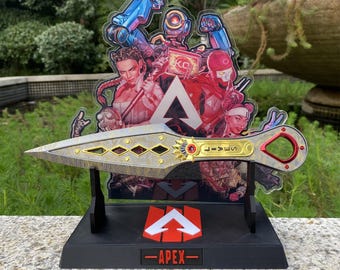 Handmade Wraith Kunai New Skin Wraith Heirloom Recolor Blunt Blade Golden Plated Knife With 3D Printed Stand