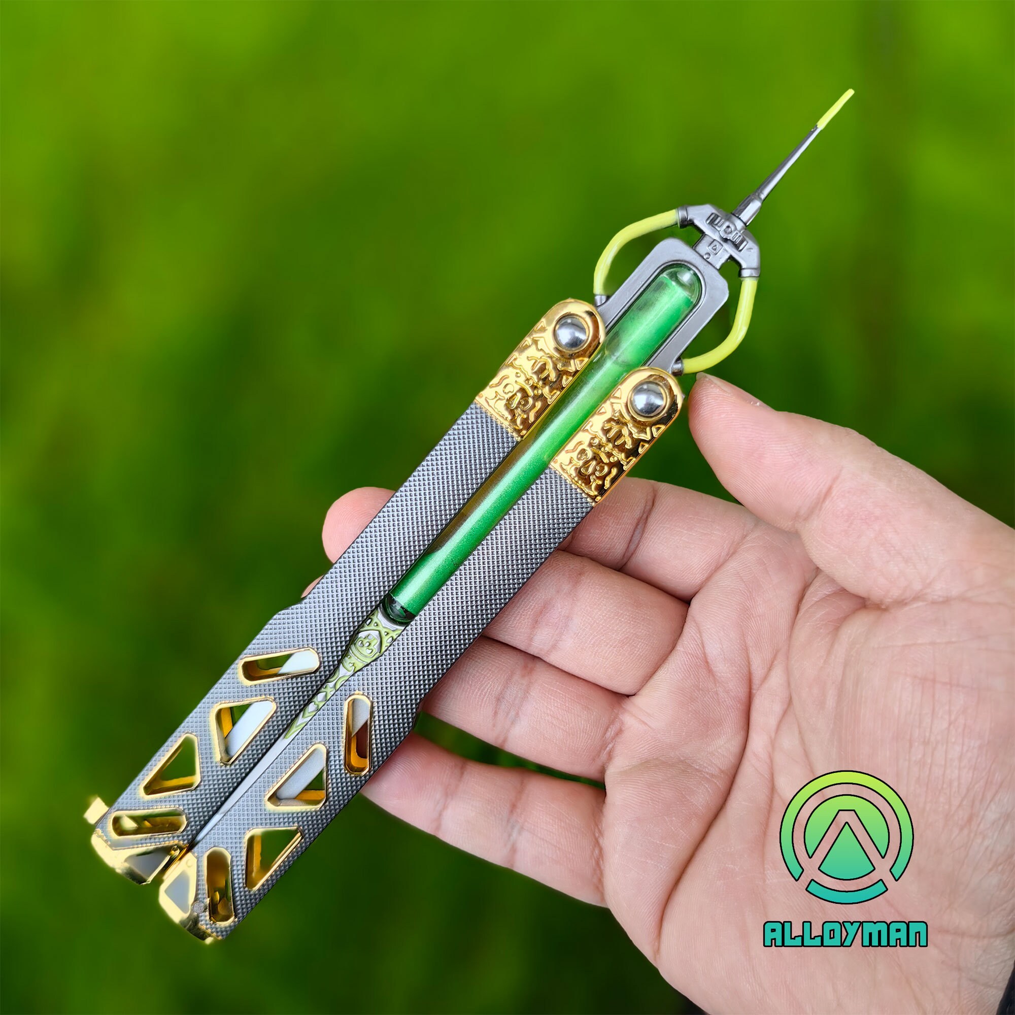 Apex-Couteau papillon multifonctionnel Octane Heirloom avec stylo gel vert,  entraîneur Balisong, modèle d'affichage, nouveau design, cadeaux de jeu