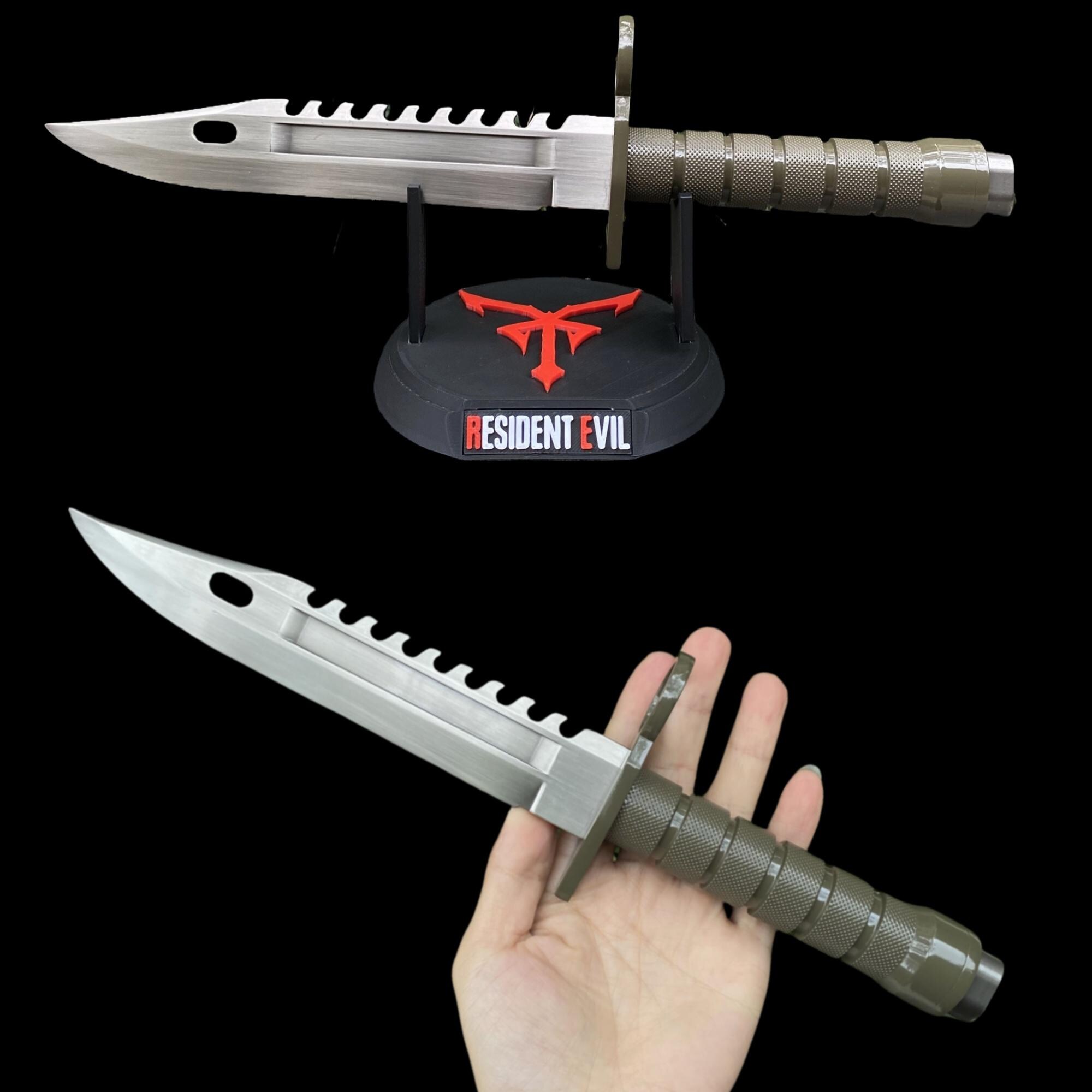 Irl Razorblade IRL Resident Evil 4 Leon M9 Knife Blunt Blade Metal M9 Knife Prop With ...