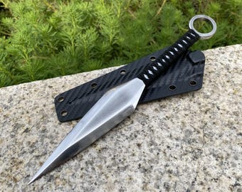 Handforged Ghost of Yotei Atsu Kunai Mirror Polished Knife For Collection 30CM/11.8"