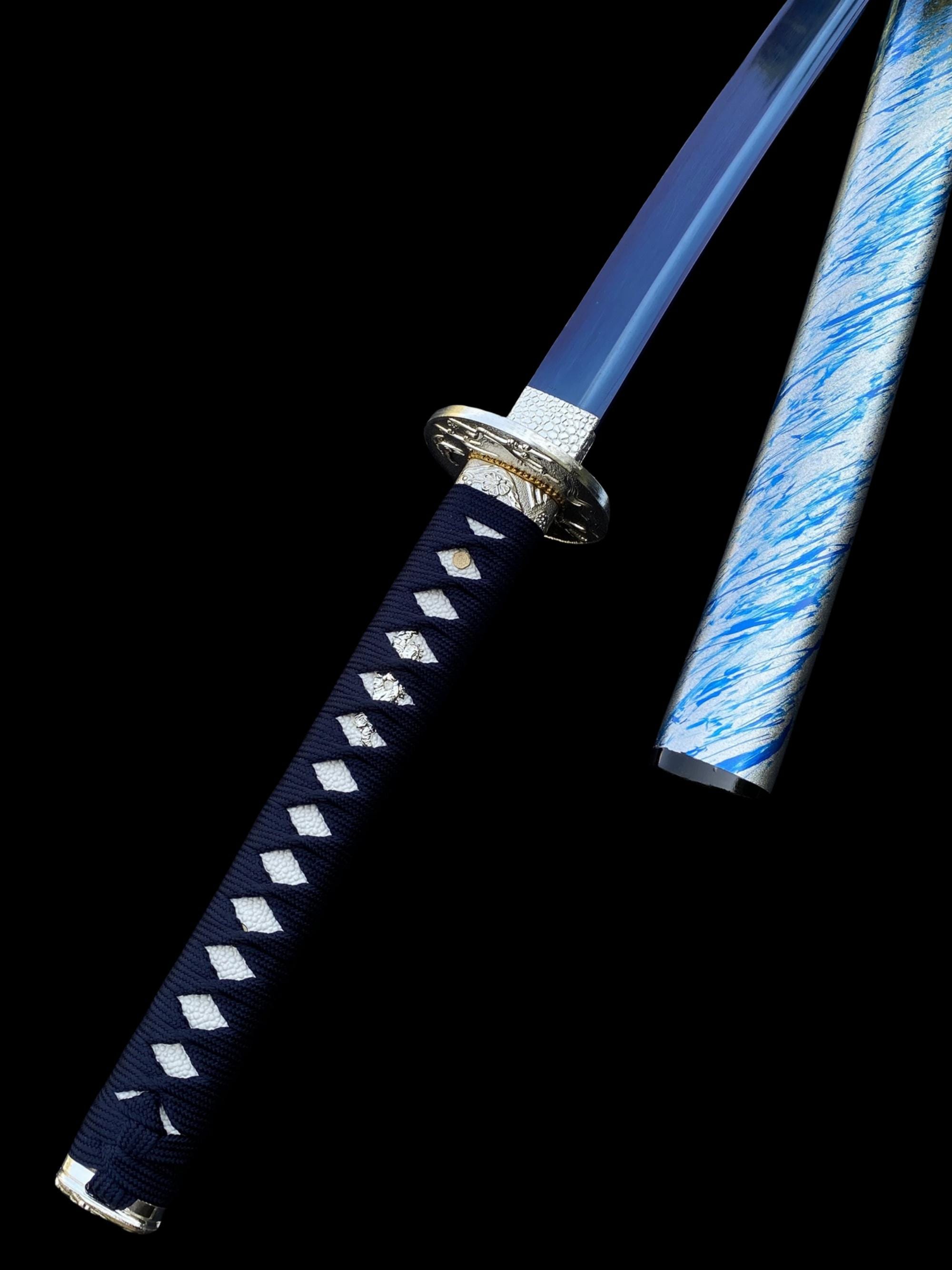 Hamdmade Blued Blade Samurai Katana Ninja Katana Cupronickel Tsuba