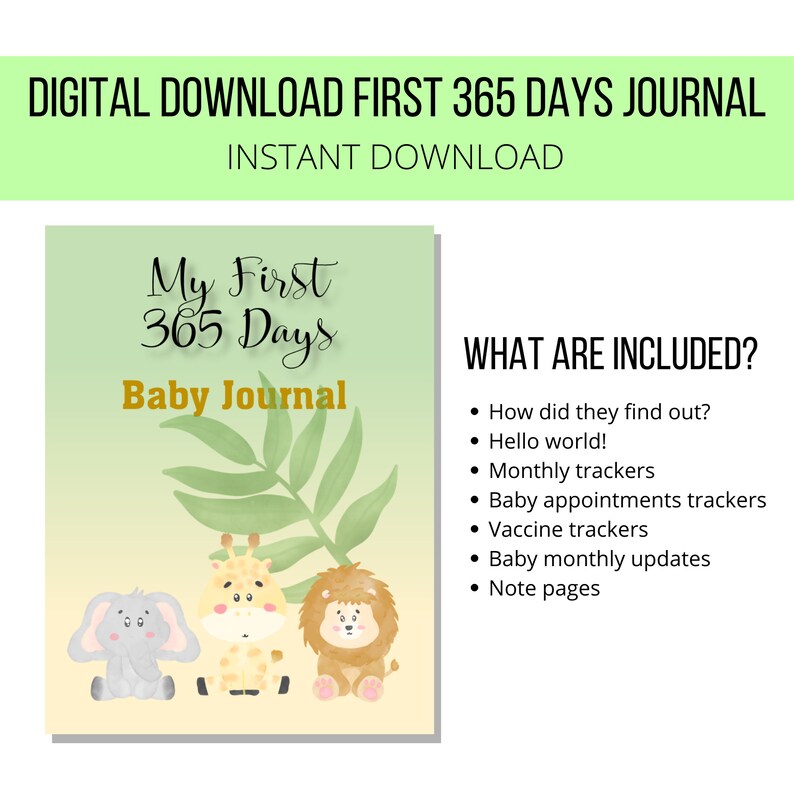 First 365 Days Baby Journal Printable Baby Journal Etsy