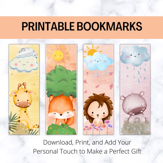 Printable Bookmarks Downloadable Cute Animals Bookmarks Etsy