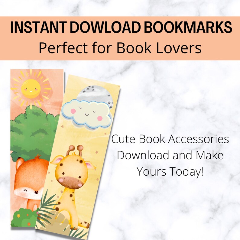 Printable Bookmarks Downloadable Cute Animals Bookmarks Etsy
