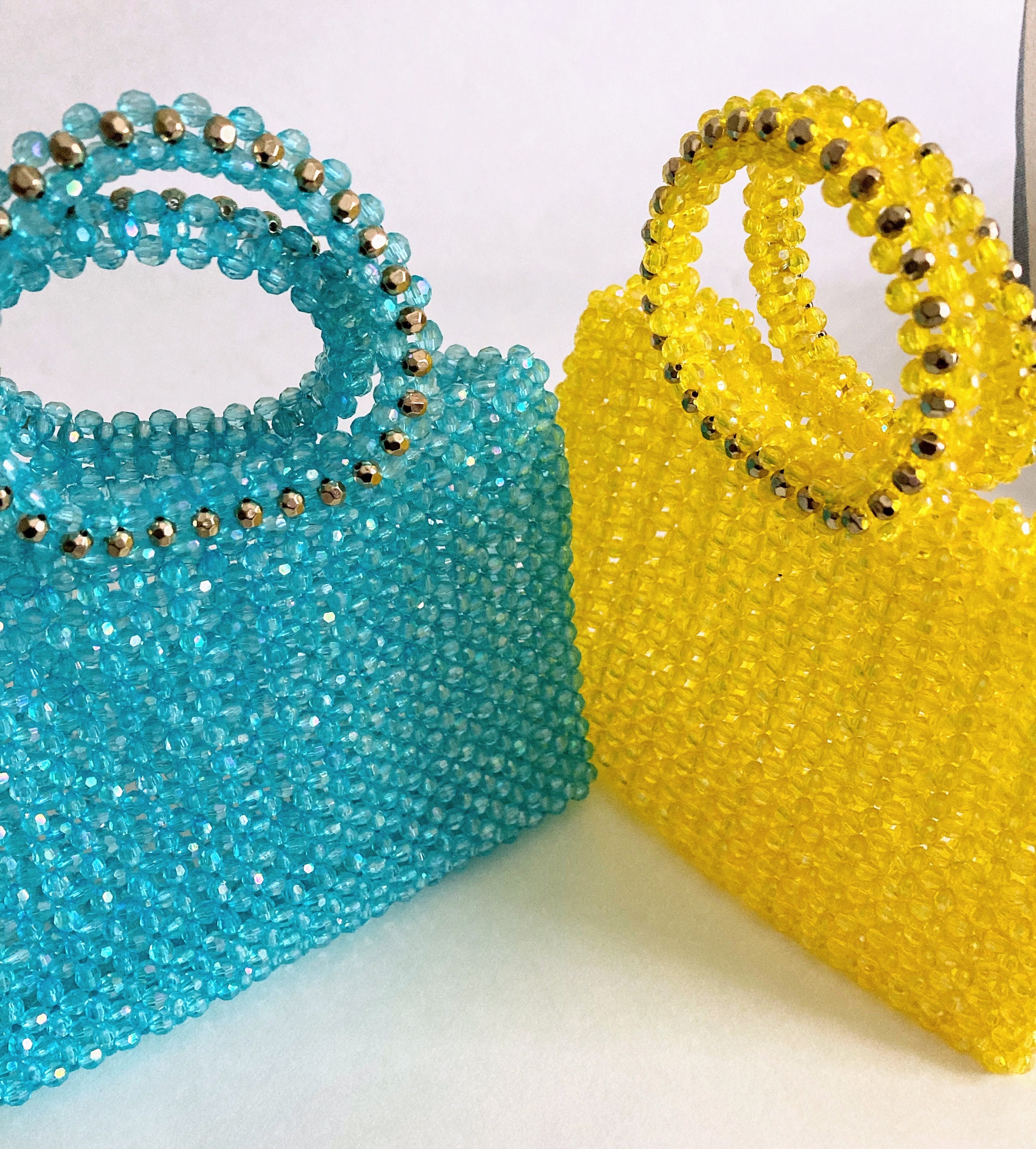 Flair Fashions Plastic Beaded Purse Handbag Vintage Clear Yellow Beads |  eBay