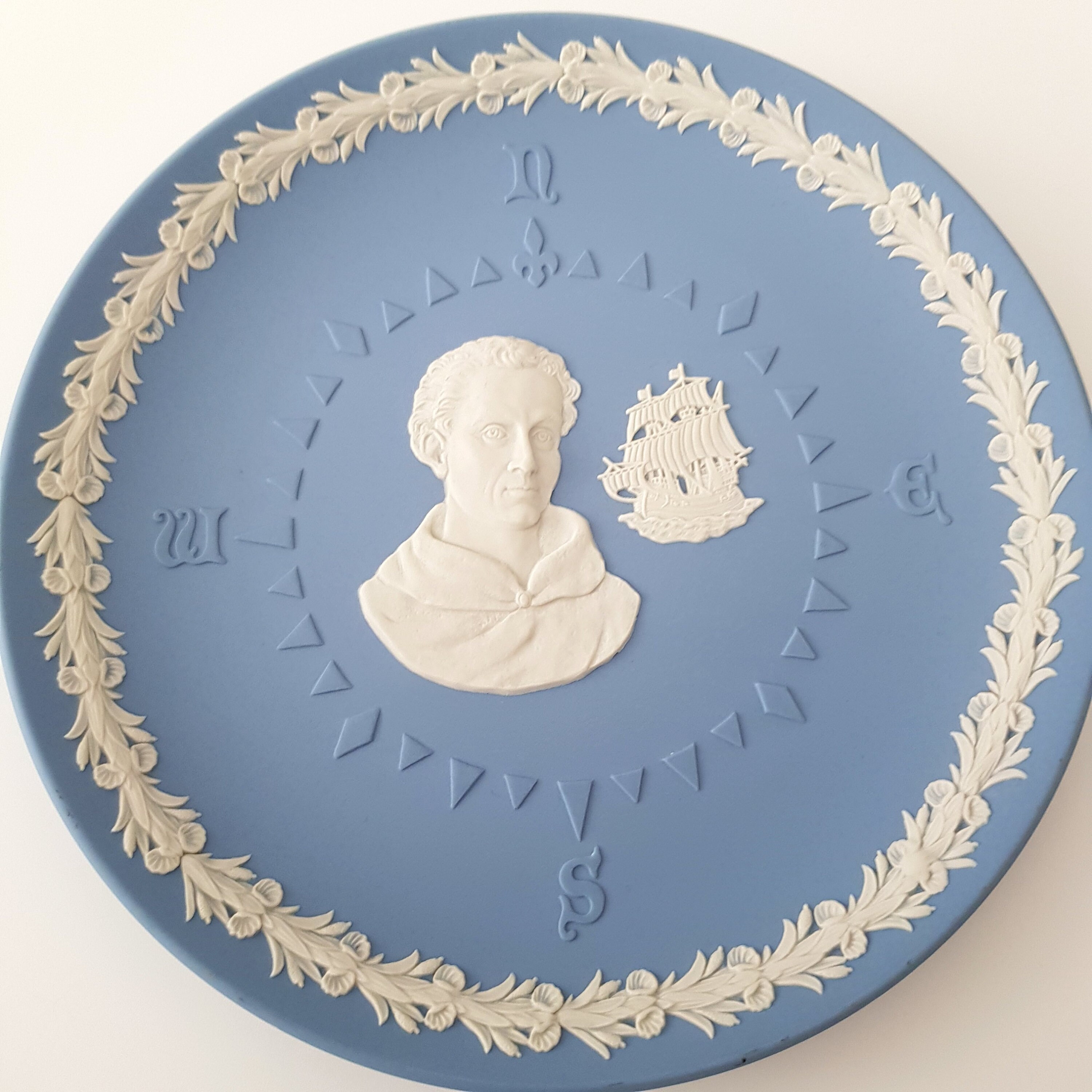 Wedgwood Blue Jasperware Collector Plate Christopher Columbus