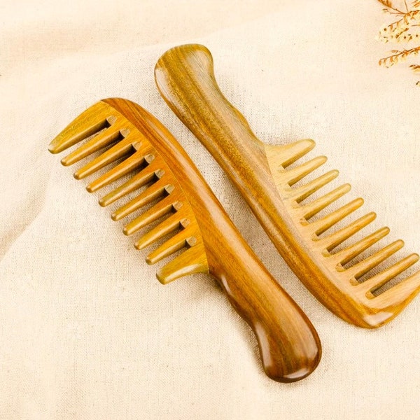 Sandalwood Comb,Wide toothed comb sandalwood,Natural Sandalwood Comb,Non-static Wood Comb, Eco-Friendly