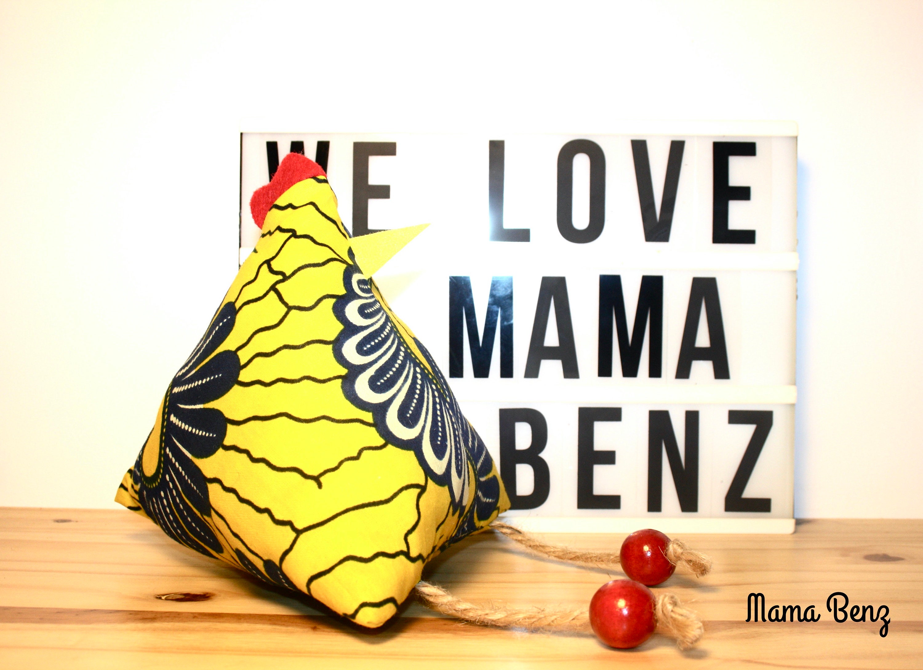 Poule en Tissu Wax, Animal Décoratif