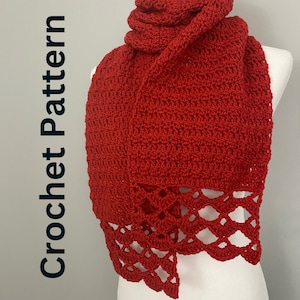 Lace Trim Crochet Scarf Pattern, Beginner Friendly crochet gift idea