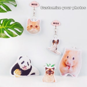 Benutzerdefinierte Katze Schlüsselanhänger Hund Foto benutzerdefinierte Maskottchen Rucksack Anhänger Handy-Anhänger Haustier Schlüsselanhänger Puppen Kreative Weihnachtsgeschenk Tasche Charme