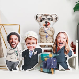 Custom Face Photo Pillow, Personalized Gift for Birthday, Wedding, Anniversary, Cute Gifts for Women, Gift for Men, Graduation,Face Doll