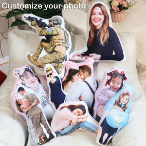 Photo personnalisée bricolage coussin humanoïde couple jouets poupées en peluche petit ami oreiller visage poupée personnalisé père mère coussin photo grandeur nature image 1