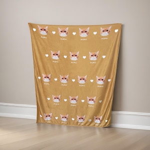 Custom Pet Photo Blanket | Personalized Cat Portrait Flannel Blanket | Dog Memorial Gift | Customized Sofa Blankets Car Blanket Gift for Mom