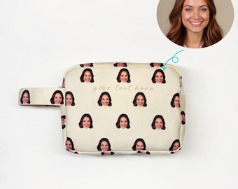 Custom Photo Makeup Bag, Personalized Bridal Party Gift, Face image Cosmetic Bag