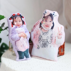 Photo personnalisée bricolage coussin humanoïde couple jouets poupées en peluche petit ami oreiller visage poupée personnalisé père mère coussin photo grandeur nature image 8