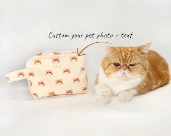 Bolsa de cosméticos personalizada con foto de mascota - Estuche de maquillaje personalizado para gatos y perros