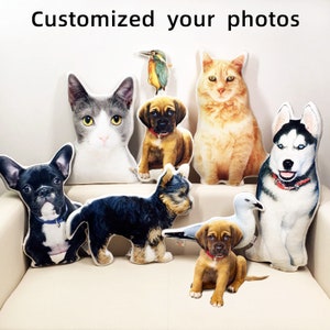 Personnalisation de la photo Coussin pour chien à faire soi-même pour animaux de compagnie, jouets en peluche, poupées, animal en peluche, oreiller pour chat, canapé décoratif, cadeau d'anniversaire personnalisé, cadeau personnalisé