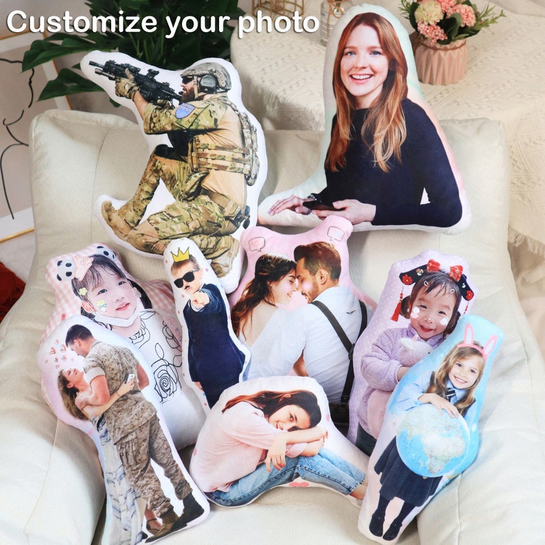 Personalized Photo DIY Humanoid Cushion Couple Toys Dolls Stuffed Boyfriend Face Pillow Doll Custom Father Mother Lifesize Picture Cushion 画像 1